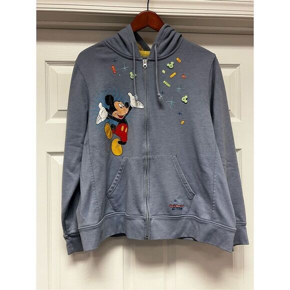 Walt Disney World Vintage Look Mickey Mouse Celebration Embroidered Zip Up Hoodi - Picture 1 of 9